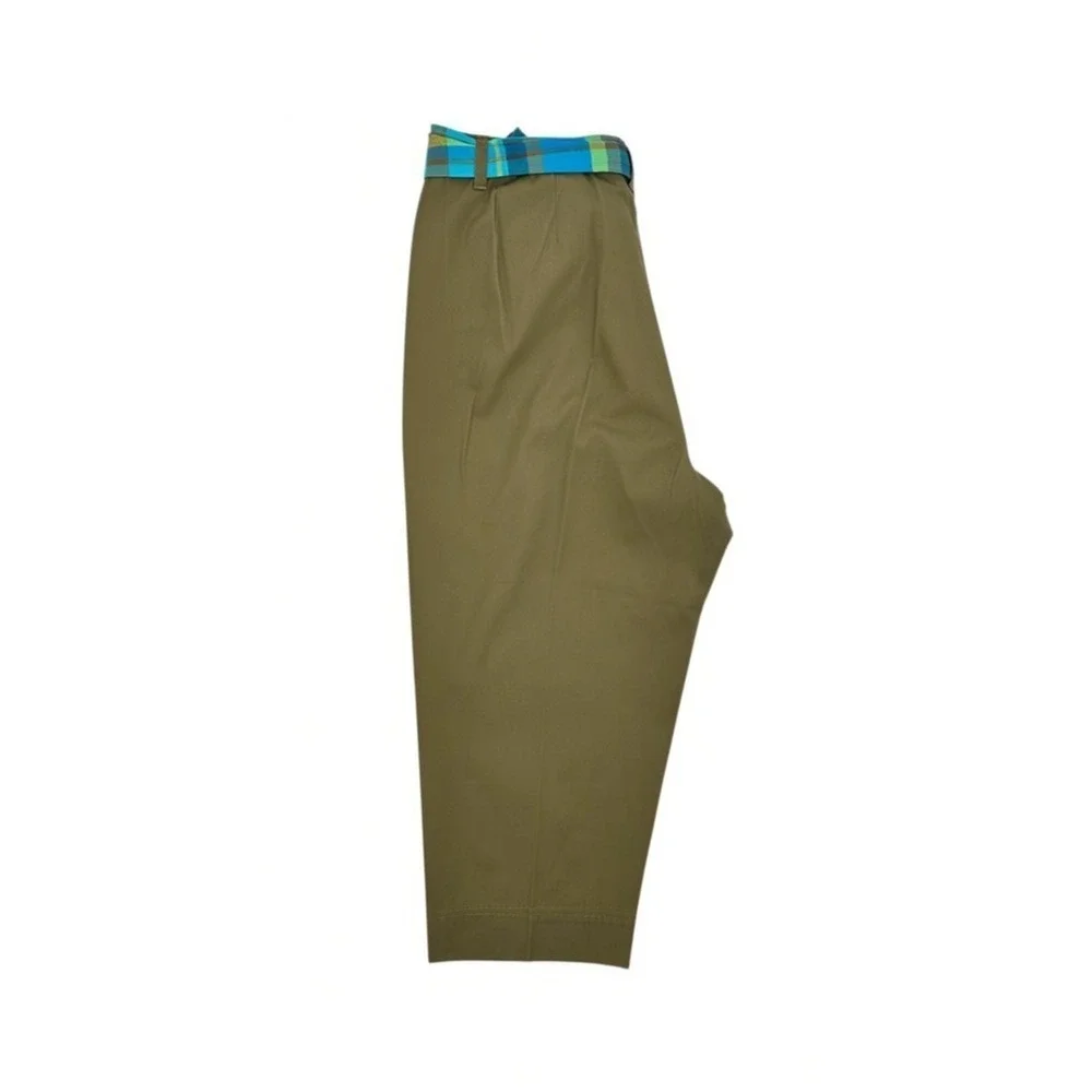 Liz Claiborne LizWear Jeans Women's Olive Capri Pants Size 16 Cropped Belted - Picture 9 of 14